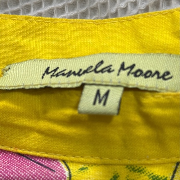 Manuela Moore Circle Floral Yellow Skirt SZ M w beading and sequins novelty EUC - Picture 2 of 8